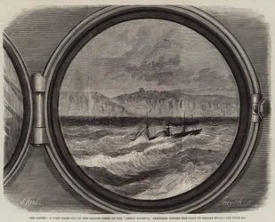 Off Dover, a View from One of the Saloon Ports of the Great Eastern, Sketched During the Gale on Friday Week